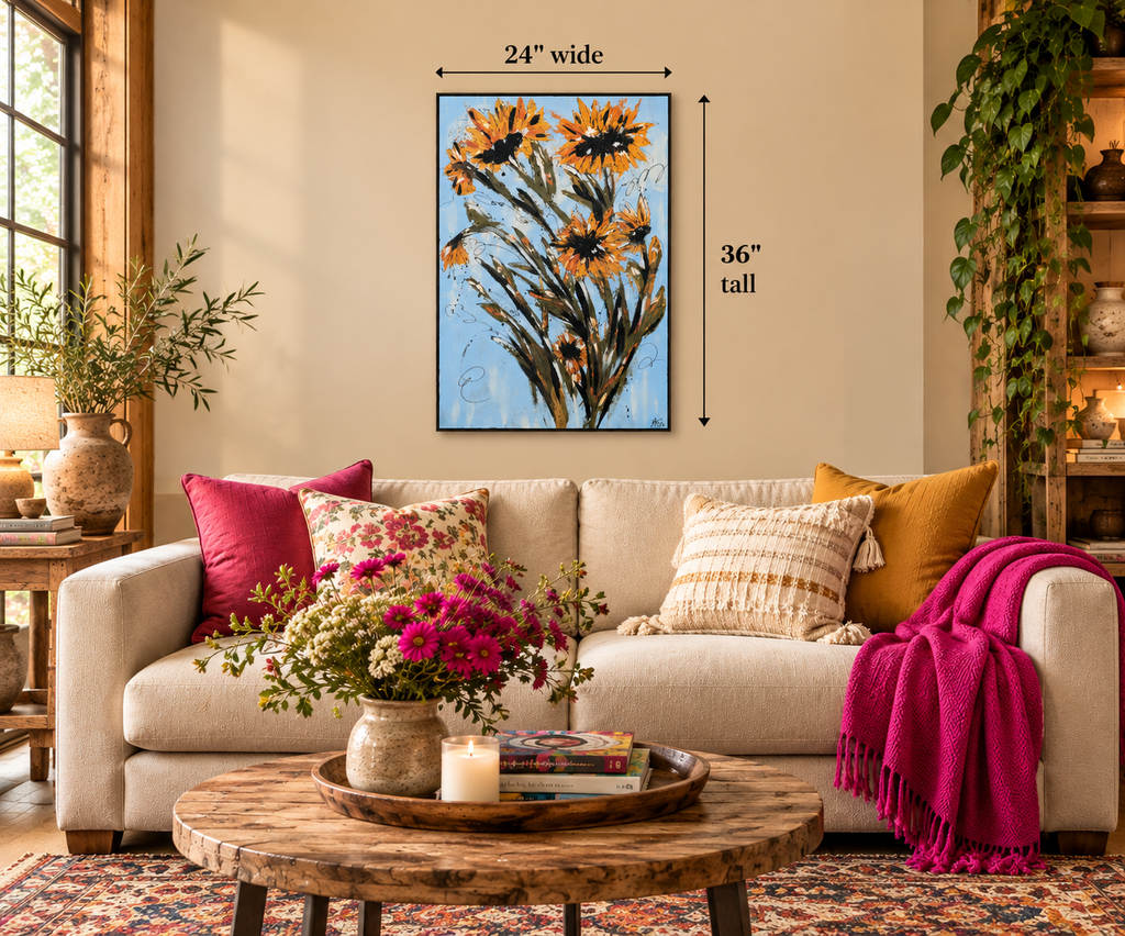 Dreaming of Sunflowers Mixed Media/ Acrylic Original (36x24)