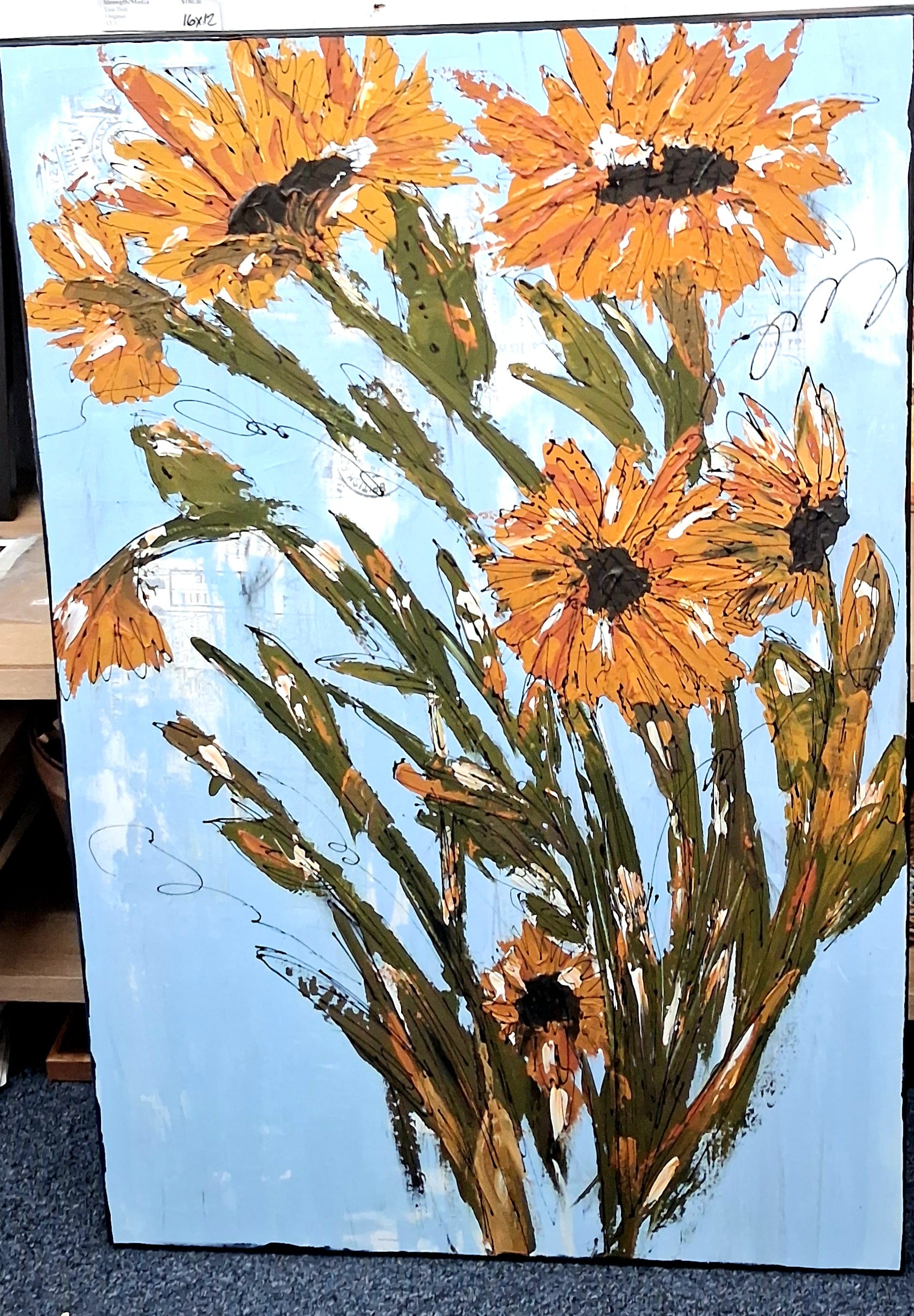 Dreaming of Sunflowers Mixed Media/ Acrylic Original (36x24)