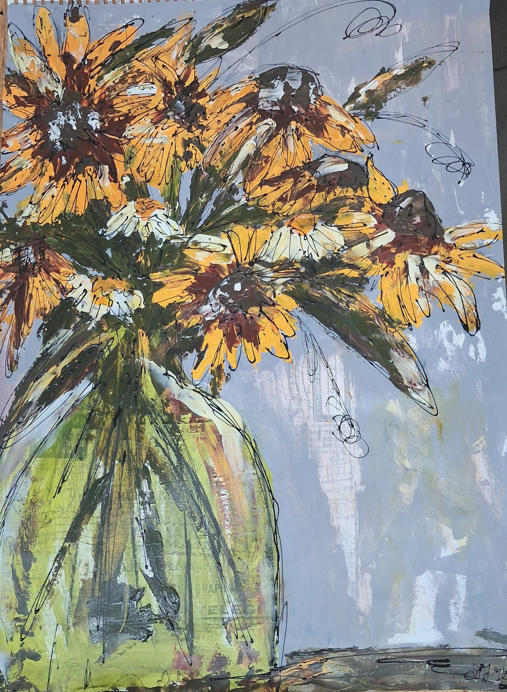 Golden Hour Gathering Mixed Media Acrylic Original (24x18)
