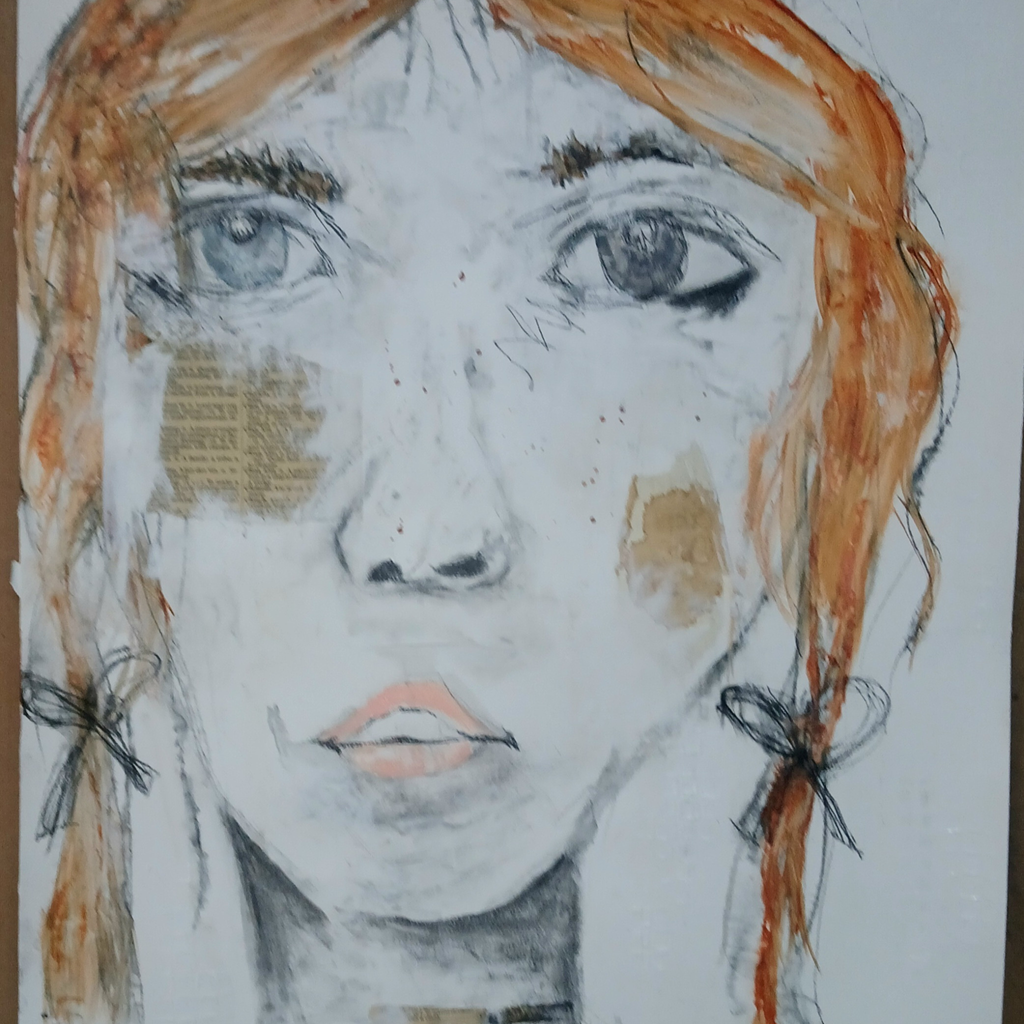 Redemption — Original Mixed-Media Portrait, 30 × 21 inches