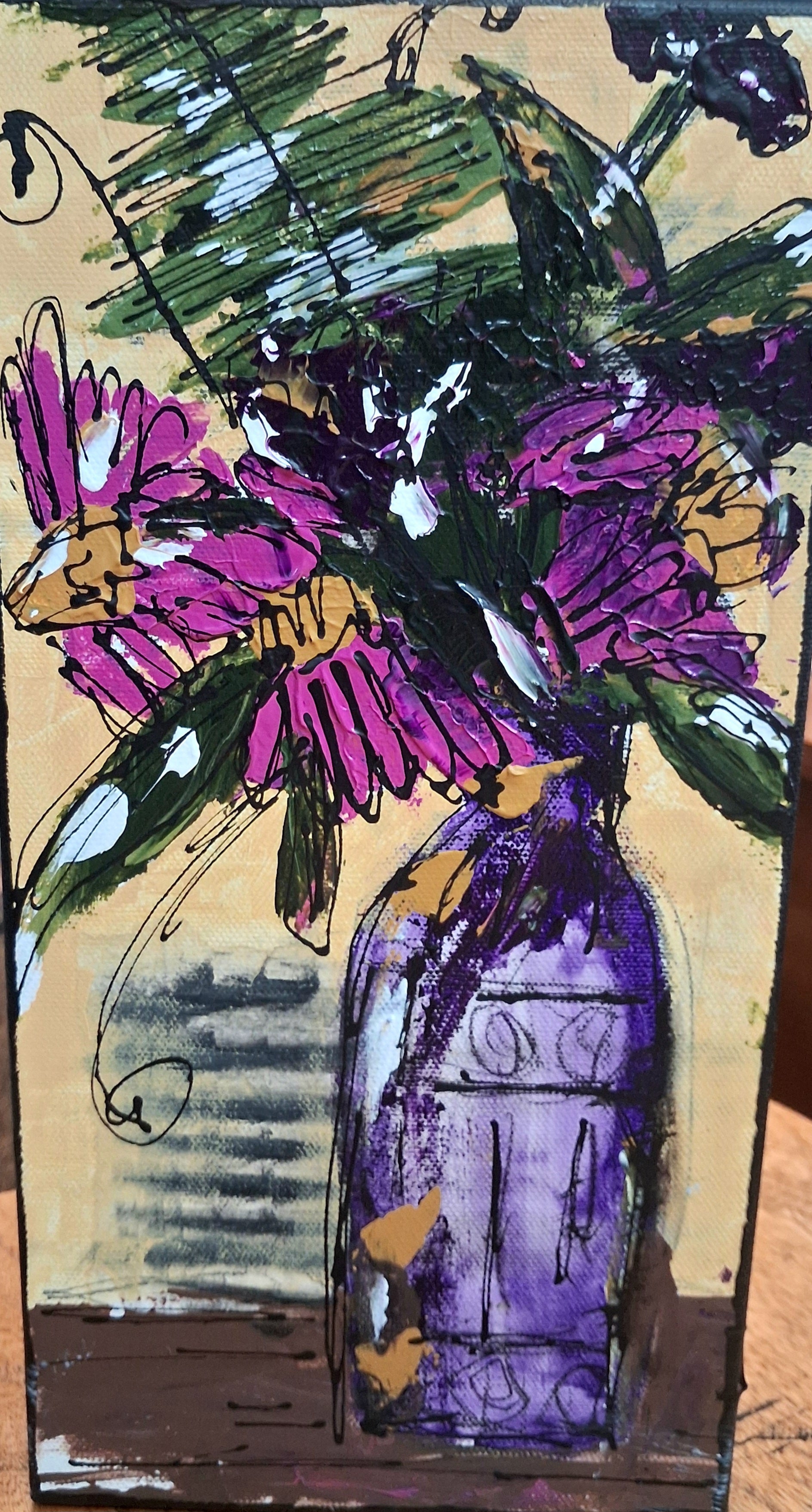 Wild Blooms Mixed Media/Acrylic Original (12x6)