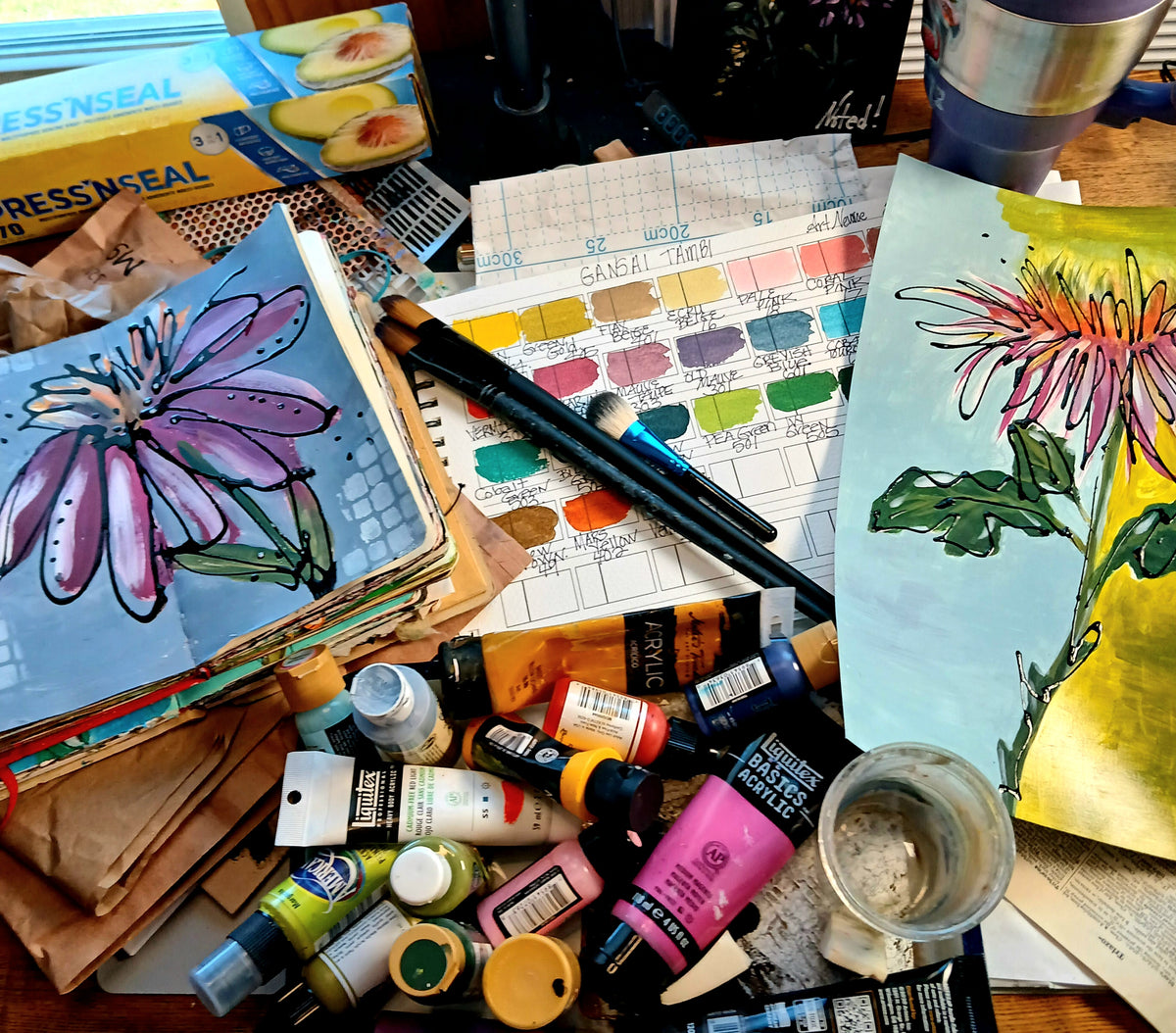Loose and playful abstract florals painting workshop
